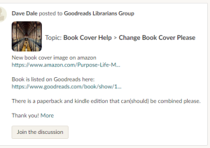 Goodreads librarians group example